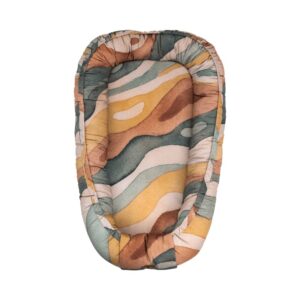Baby Nest Bumbac 2 fete cu saltea groasa - Mistery Rainbow Mountain NEW 0-8 luni
