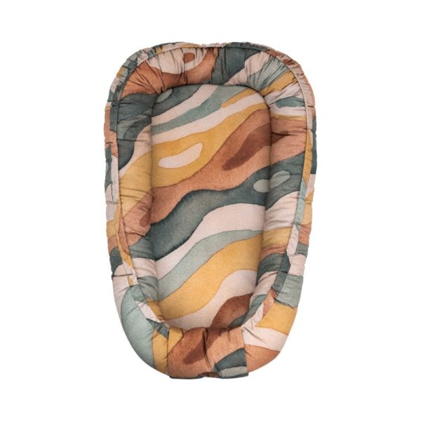 Baby Nest Bumbac 2 fete cu saltea groasa - Mistery Rainbow Mountain NEW 0-8 luni