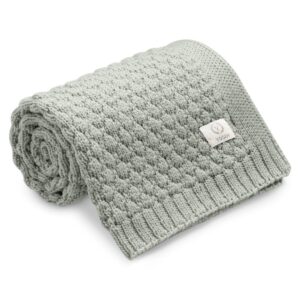 Paturica Bebe tricotata 100% Lana Merinos Yosoy - Bubbles Sage Green 90x80 cm