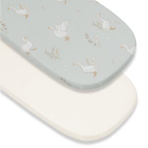 SET 2 Cearsaf cu elastic cosulet / landou bebe 100% Bumbac 45x84 cm - Beige & Happy Goose Olive