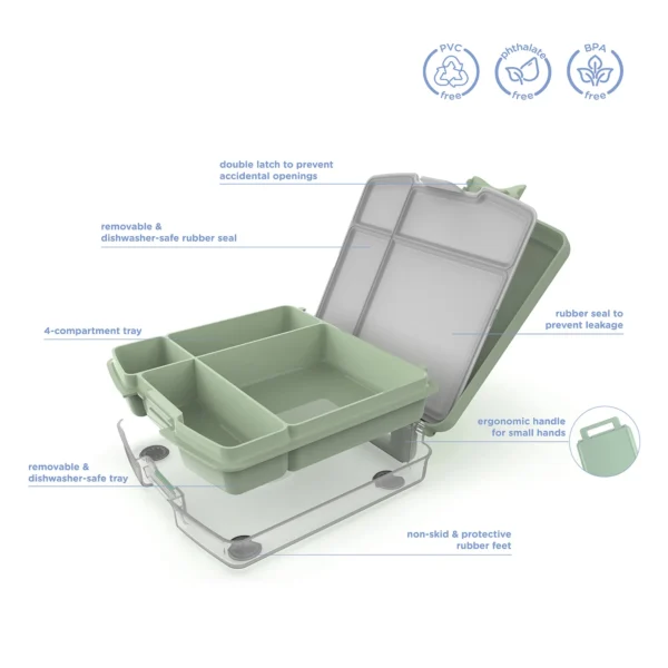 Caserola Lunchbox Bento copii- Ubbi Pink - imagine 3