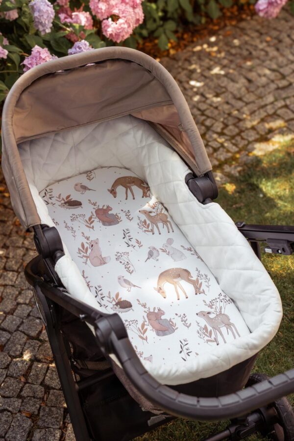 Cearsaf cu elastic cosulet / landou bebe 100% Bumbac 45x84 cm - Forest Friends - imagine 2