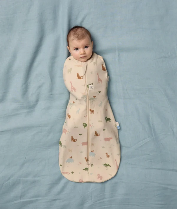Saculet Swaddle Cocoon infasat Bebe Bumbac 0-3 luni - 1.0 Tog Parada Savannah ErgoPouch - imagine 2