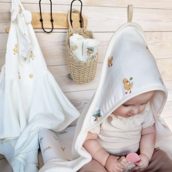 Prosop Bebe Copii Bambus cu gluga - Lucky Ducky - imagine 3