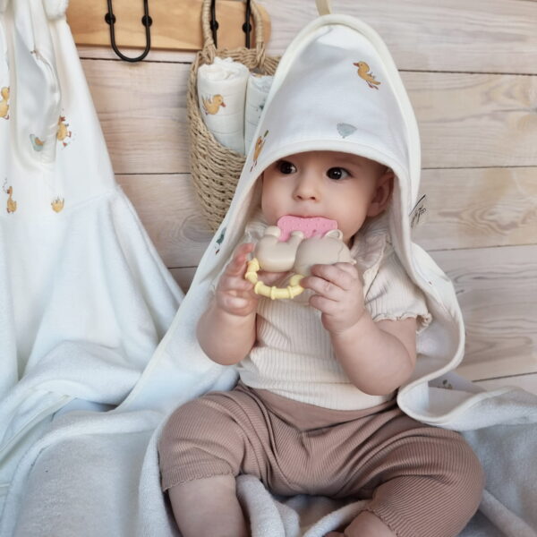 Prosop Bebe Copii Bambus cu gluga - Lucky Ducky - imagine 2
