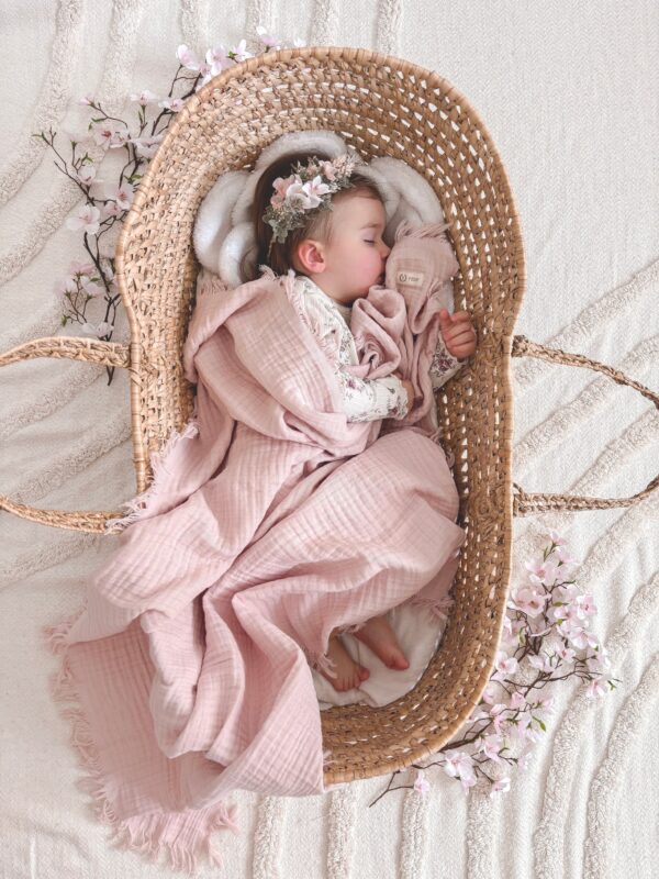 Paturica Bebe Muselina Bumbac 4 straturi  - Sage Green 130x100 cm - imagine 2
