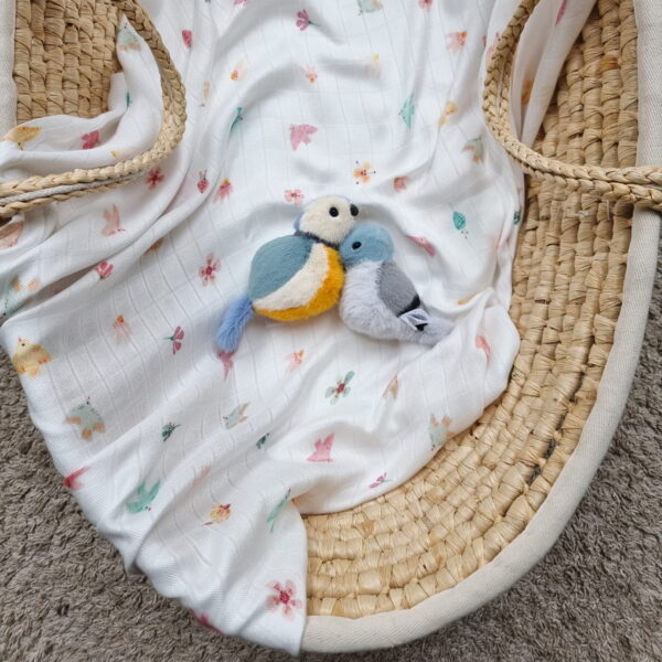 Muselina Swaddle bambus 120x120 cm - Birds - imagine 2