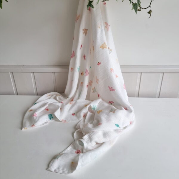 Muselina Swaddle bambus 120x120 cm - Birds - imagine 4