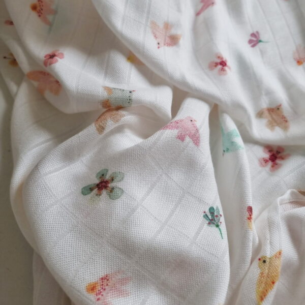 Muselina Swaddle bambus 120x120 cm - Birds - imagine 3