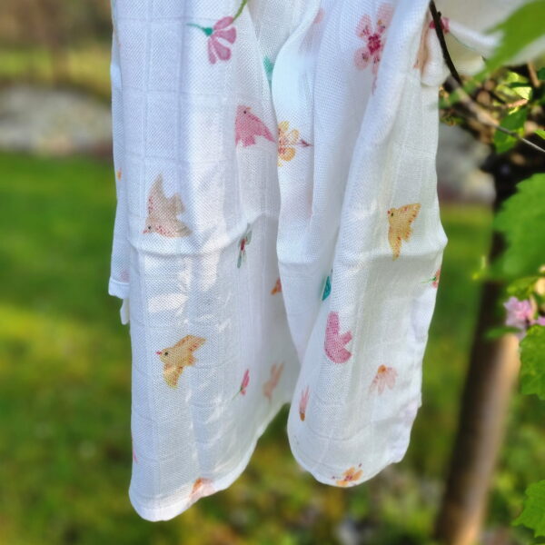 Set 2 museline bambus 75x75cm - Birds - imagine 3