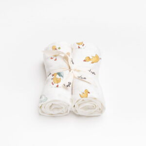 Set 2 museline bambus 75x75cm - Lucky Ducky