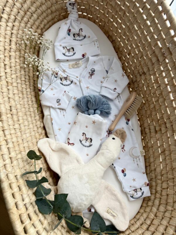Salopeta bebelusi Bumbac Organic - Baby Shower - imagine 3