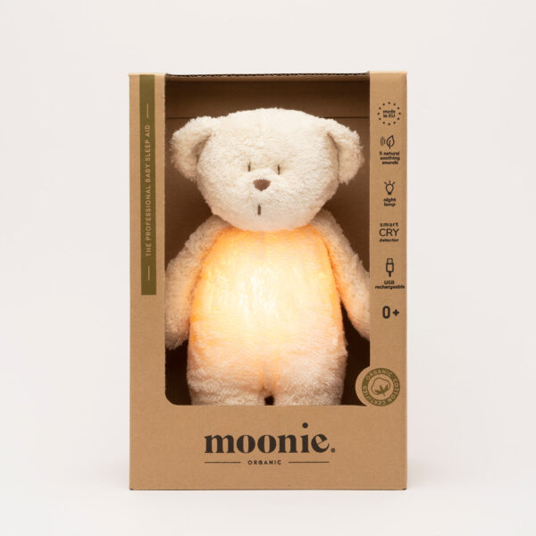 Jucarie muzicala Sunete Albe cu Lampa incorporata Moonie – Ursulet Polar Bumbac Organic - imagine 10