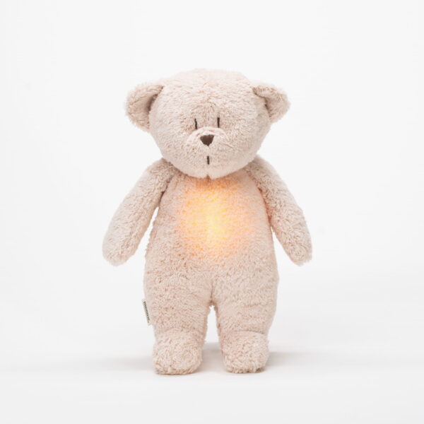 Jucarie muzicala Sunete Albe cu Lampa incorporata Moonie – Ursulet Pink Rose Bumbac Organic