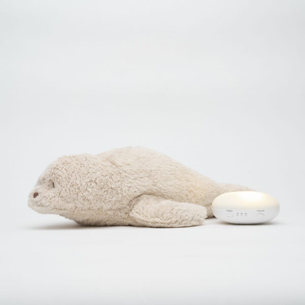 Jucarie muzicala Sunete Albe cu Lampa incorporata Moonie – Foca Sand Bumbac Organic - imagine 9