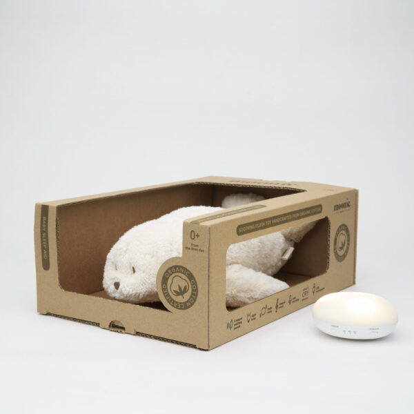 Jucarie muzicala Sunete Albe cu Lampa incorporata Moonie – Foca Polar Bumbac Organic - imagine 2