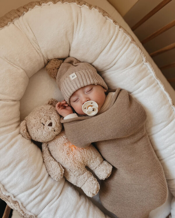 Jucarie muzicala Sunete Albe cu Lampa incorporata Moonie – Ursulet Sand Bumbac Organic - imagine 5