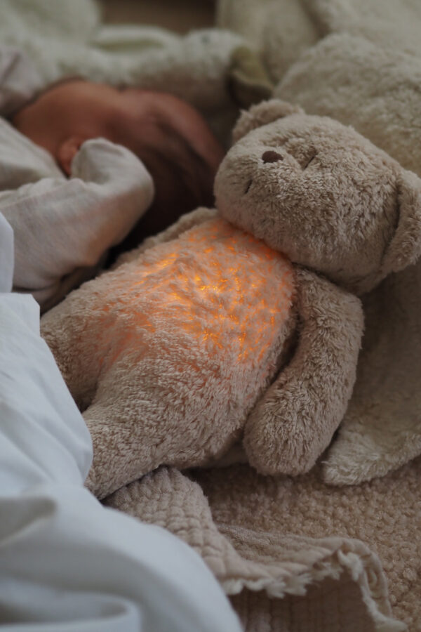 Jucarie muzicala Sunete Albe cu Lampa incorporata Moonie – Ursulet Polar Bumbac Organic - imagine 3