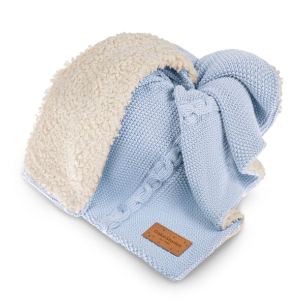 Paturica Calduroasa dublata  Bumbac -  Teddy Bruno Baby Blue