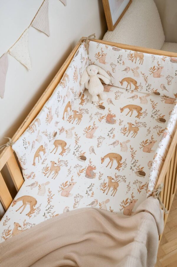 Protectie Bumper laterala patut Bumbac - Forest Friends 210 cm - imagine 2
